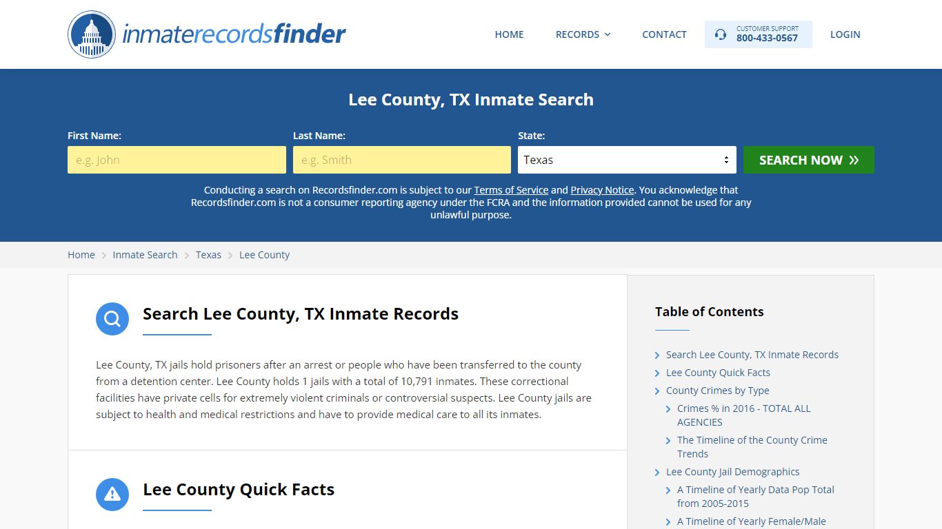 Lee County, TX Inmate Lookup & Jail Records Online - Recordsfinder.com