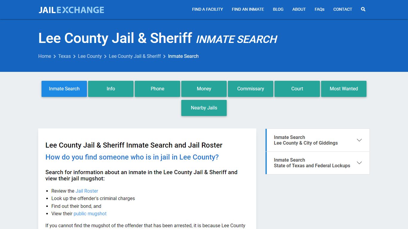 Lee County Jail & Sheriff Inmate Search - Jail Exchange